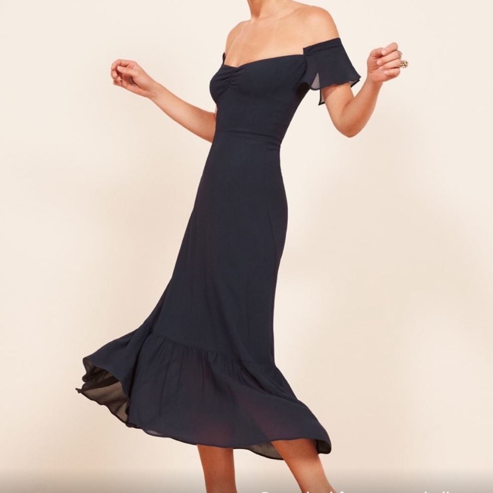 Reformation Butterfly Dress in Navy